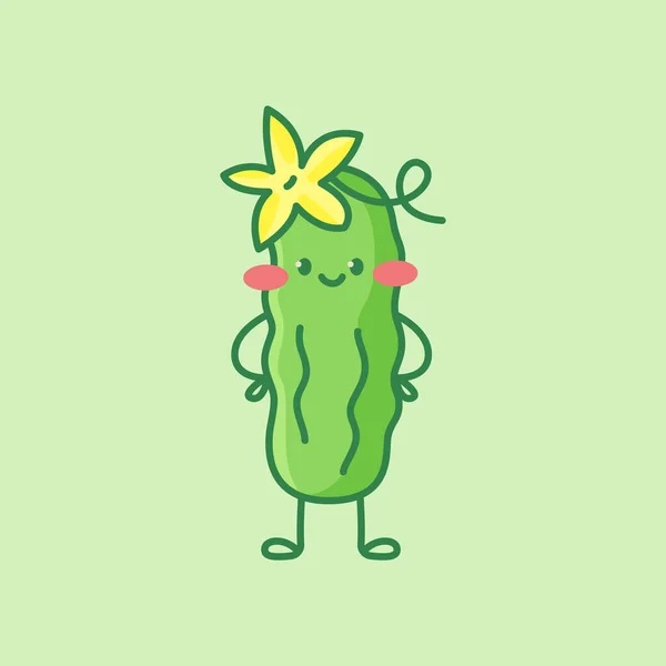 Cute Cucumber Character Cartoon Vector Isolated Illustration — Stock Vector