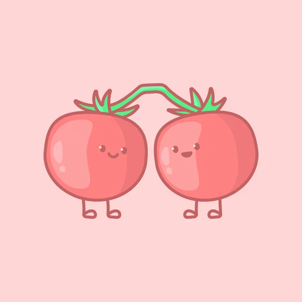 Cute Tomato Characters Cartoon Vector Isolated Illustration — Stock Vector