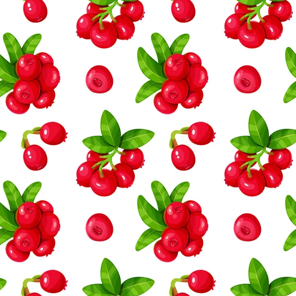 Lingonberry Leaves Seamless Pattern Berry Design Wrapping Paper Textile Packaging — Stock Vector