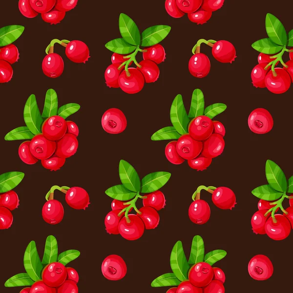 Lingonberry Leaves Seamless Pattern Ягодный Дизайн Упаковки Бумаги Текстиля Упаковки — стоковый вектор