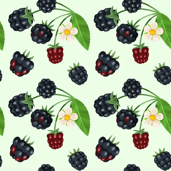 Blackberry Leaves Seamless Pattern Berry Design Wrapping Paper Textile Packaging — Stock Vector