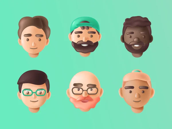 Avatars of happy men of different races