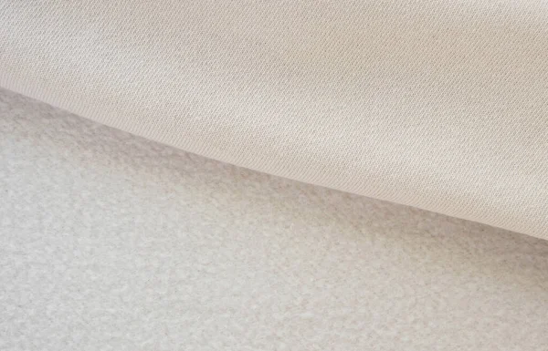 Fildişi eşofman üstü pamuk kumaş ön ve ters yüz dokusu kumaşı.