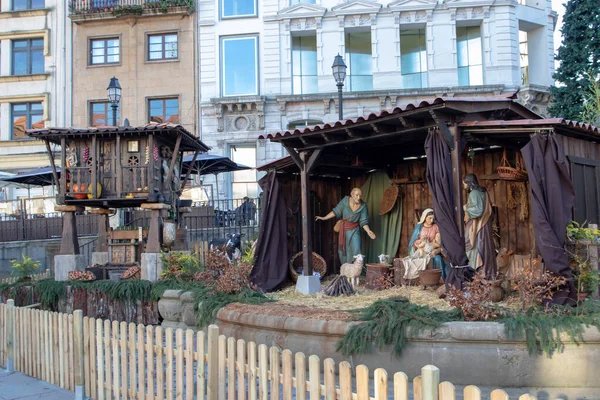 Oviedo Spain December 2021 Nativity Scene Cathedral Square Oviedo Historic — Foto Stock