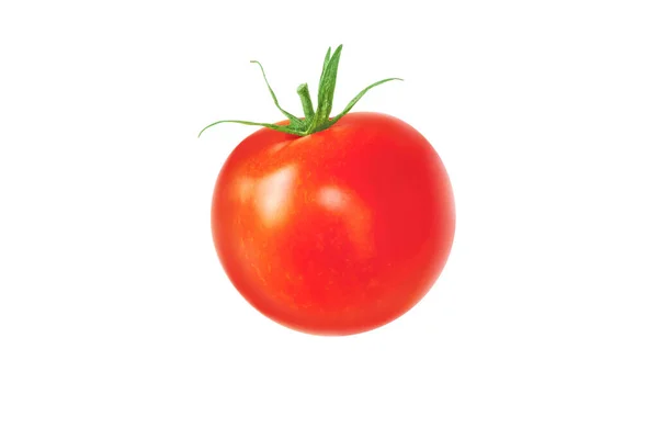 Red Tomato Whole Vegetable Green Tail Isolated White Solanum Lycopersicum — Stock Photo, Image