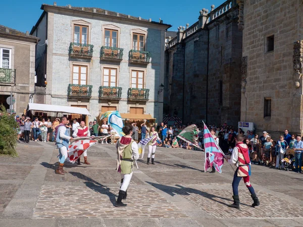 Mondonedo Spain August 2022 Performance Banners Medieval Fair Cathedral Square — Foto Stock
