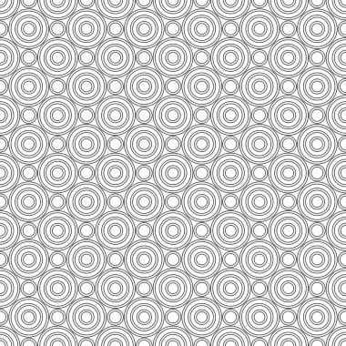 Geometrik bw Kesintisiz Çizgi Çemberleri Şablonu. Renklendirme Kitabı için Sayfa Tasarımı İçin Siyah ve Beyaz Konferans Sürekliliği Motifi.