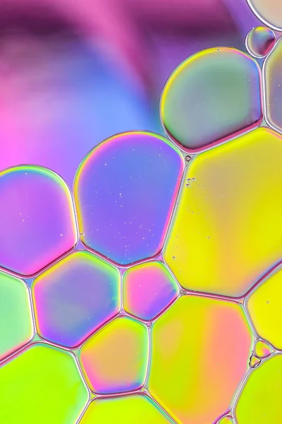 Яркий Красочный Абстрактный Фон Крупный План Капли Масла Воде Макрофотография — стоковое фото