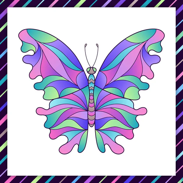 白の背景にグラデーションの色の明るいカラフルな蝶 ユニバーサルアプリケーション用装飾デザイン要素ポストカード — ストックベクタ
