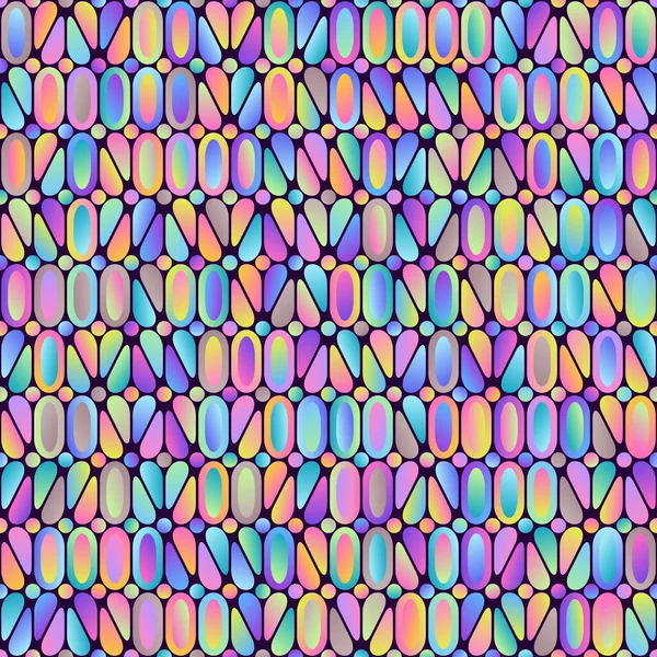 Pastel Colorful Geometric Seamless Pattern Abstract Figures Dark Backdrop Continuous — ストックベクタ