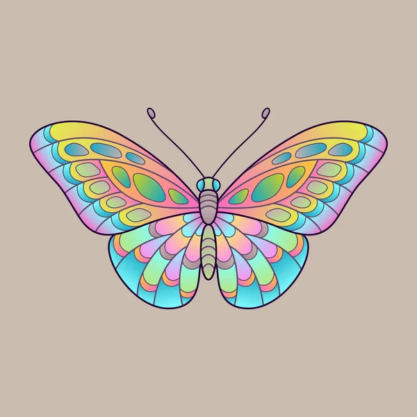 Jasnokolorowy Odizolowany Pastel Butterfly Gradient Colors Jasnobrązowym Tle Dekoracyjny Delikatny — Wektor stockowy