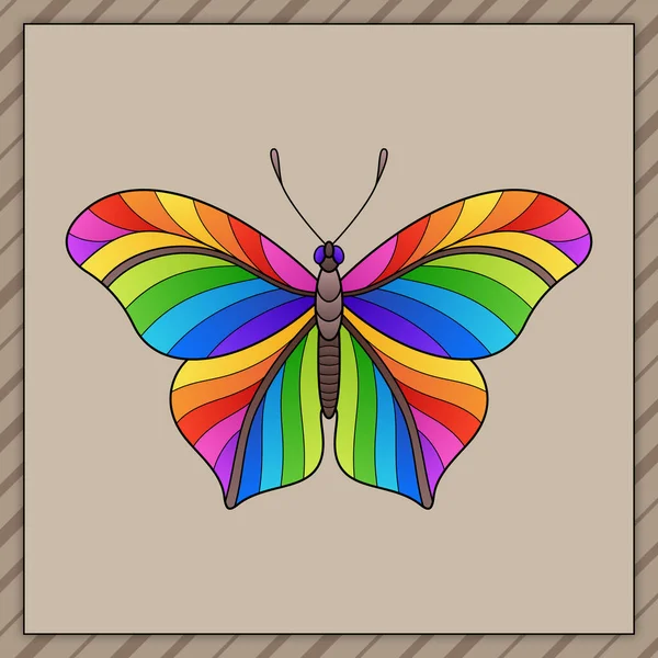 Heller Dekorativer Rainbow Design Element Striped Butterfly Für Babysachen Und — Stockvektor