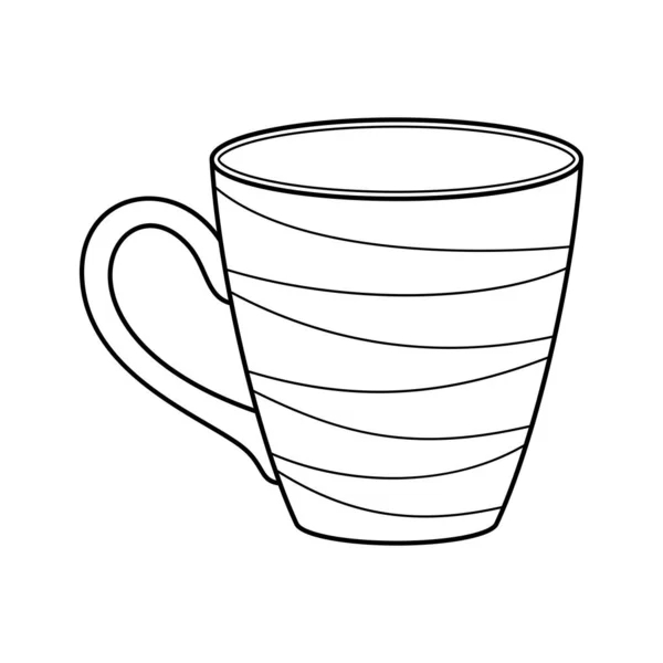 Objeto Aislado Contorno Simple Taza Rayas Icono Para Colorear Libro — Vector de stock