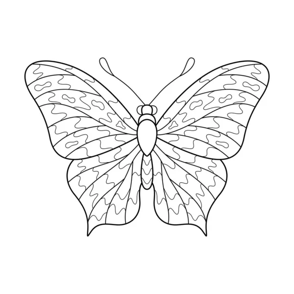 Contorno Dibujos Animados Objeto Aislado Linda Mariposa Para Colorear Libro — Vector de stock