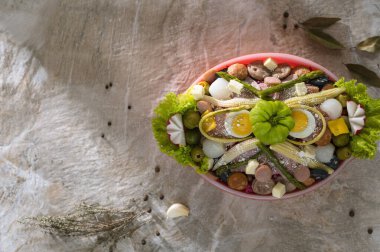 Fiambre, a traditional festival dish for All Saints Day (Da de Todos los Santos) in Guatemala, Central America