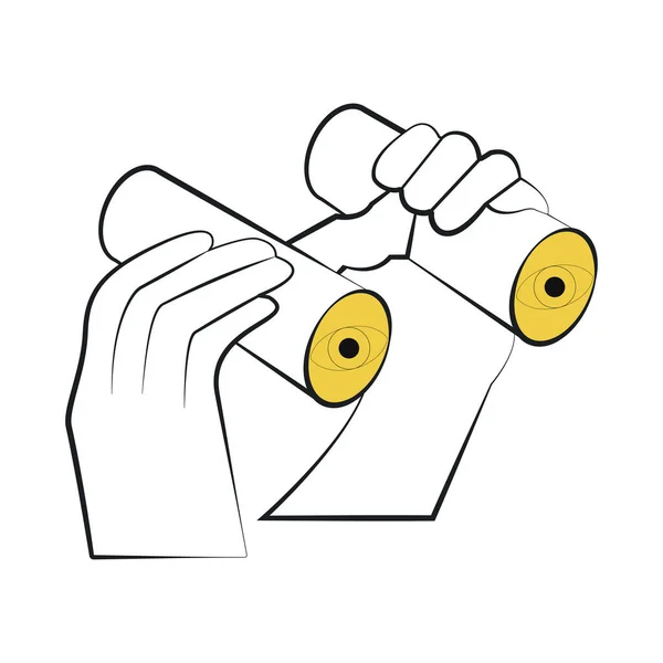 Hände halten Ferngläser mit Augen Icon Vektor Illustration Design isoliert — Stockvektor