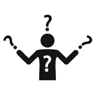 Şaşkınlık simgesi. Bir sürü soru. Karışıklık. Karar vektörü yapma