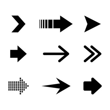 Siyah ok simgesi vektör çizim dizaynı izole edildi