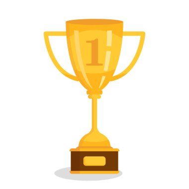 Altın kupa ikonu. Birincilik vektör illüstrasyon tasarımı izole kavramı