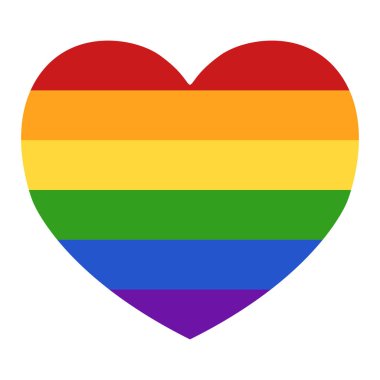 LGBTQ gökkuşağı kalp simgesi. Homoseksüellik konsept vektör çizimi izole edilmiş