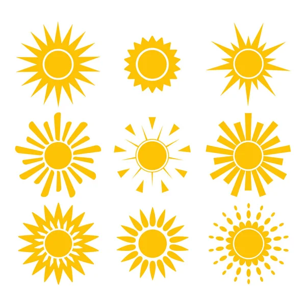 Sun Icon Set Vector Illustration Design Isolated Concept Sunshine - Stok Vektor