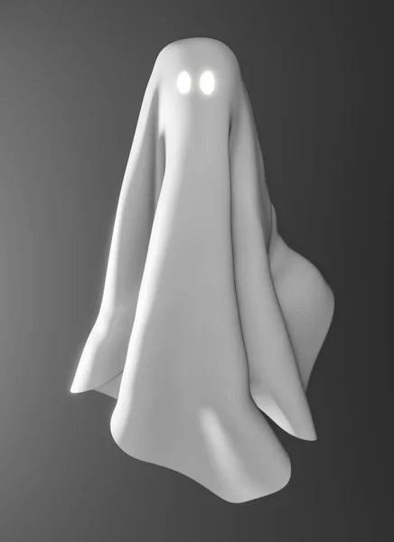 Fantôme Effrayant Comme Couverture Blanche Fluide Illustration Halloween Thèmes Symboles — Photo