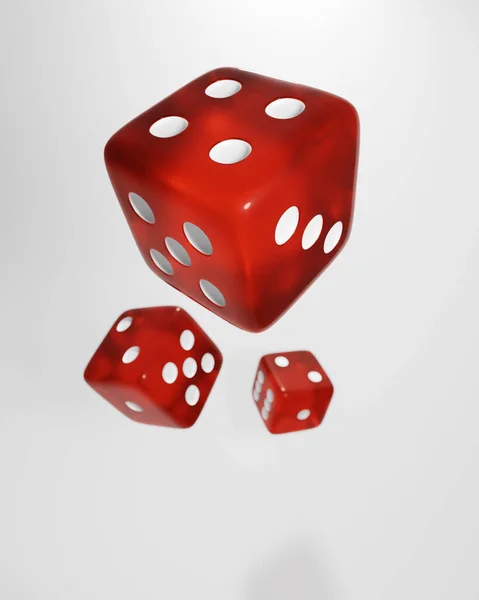 孤立背景下的红色光泽骰子 运气和随机的概念 3D渲染 — 图库照片