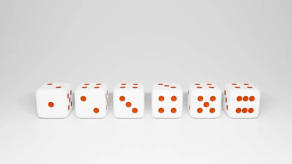 Sequence Six Dice Isolated Background Casino Betting Gambling Addiction Concept — Stock Photo, Image