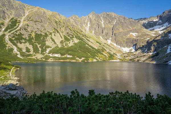Μαύρη Λίμνη Gasienicowy Τις Κορυφές Των Τάτρα — Φωτογραφία Αρχείου
