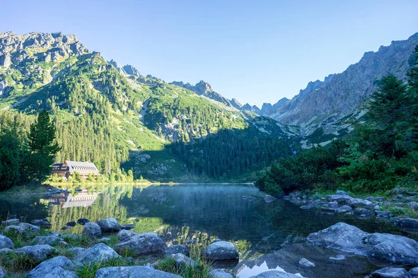 Vue Matin Popradske Pleso Slovaquie Montagnes Tatra — Photo