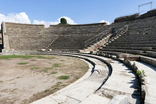 Vista Angolo Basso Nell Antico Teatro Romano Ostia Antica Uno — Foto Stock