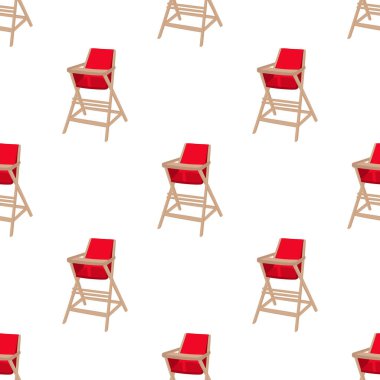 Bebekleri beslemek için renkli modern çocuk sandalyesinin çizimi. Yüksek bacaklı çocuk koltuğu koleksiyonundan oluşan çizimler. Kit stil çocuk aksesuar parlak yüksek sandalye.