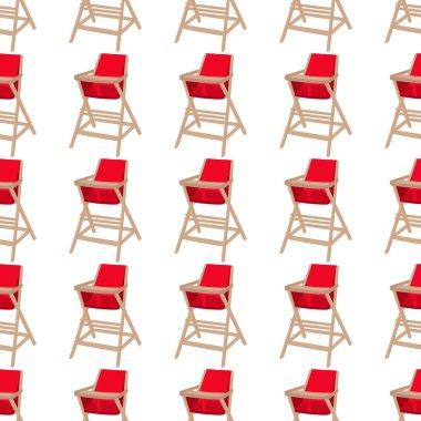 Bebekleri beslemek için renkli modern çocuk sandalyesinin çizimi. Yüksek bacaklı çocuk koltuğu koleksiyonundan oluşan çizimler. Kit stil çocuk aksesuar parlak yüksek sandalye.