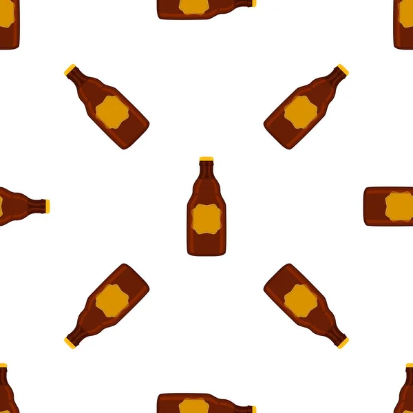 Ilustración Sobre Botellas Vidrio Cerveza Sin Costura Tema Con Tapa — Vector de stock