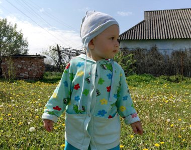 Renkli fotoğraf için poz veren çocuk yüzlü güzel bir oğlan. Cadre, çocuk görünümlü bir erkek bebekten, beyaz bir yüz ifadesinden oluşuyor. Sağlıklı erkek bebek, çocuk yüzü. İyi bir atış için rahatlıyor..