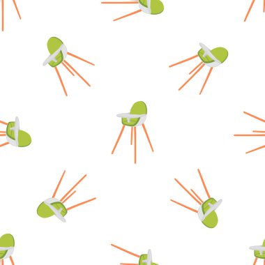 Bebekleri beslemek için renkli modern çocuk sandalyesinin çizimi. Yüksek bacaklı çocuk koltuğu koleksiyonundan oluşan çizimler. Kit stil çocuk aksesuar parlak yüksek sandalye.