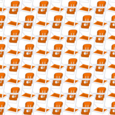 Bebekleri beslemek için renkli modern çocuk sandalyesinin çizimi. Yüksek bacaklı çocuk koltuğu koleksiyonundan oluşan çizimler. Kit stil çocuk aksesuar parlak yüksek sandalye.