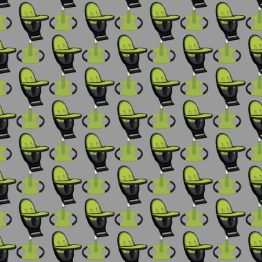 Bebekleri beslemek için renkli modern çocuk sandalyesinin çizimi. Yüksek bacaklı çocuk koltuğu koleksiyonundan oluşan çizimler. Kit stil çocuk aksesuar parlak yüksek sandalye.