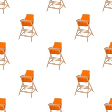 Bebekleri beslemek için renkli modern çocuk sandalyesinin çizimi. Yüksek bacaklı çocuk koltuğu koleksiyonundan oluşan çizimler. Kit stil çocuk aksesuar parlak yüksek sandalye.