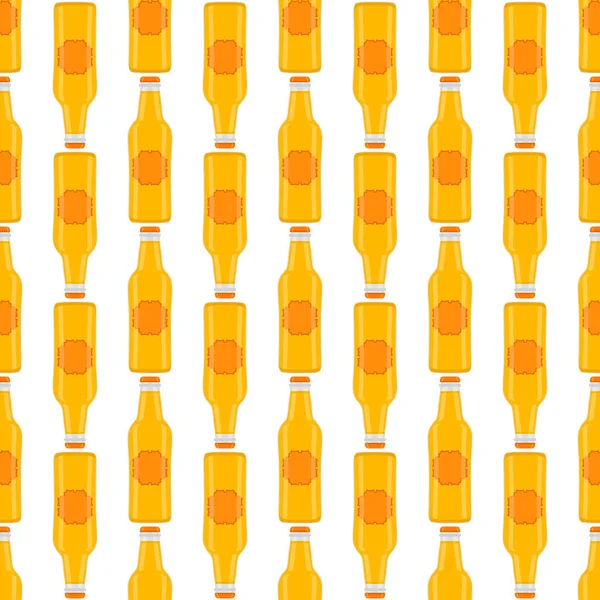 Illustration Temat Sömlösa Ölglasflaskor Med Lock För Bryggeri Mönsteröl Bestående — Stock vektor