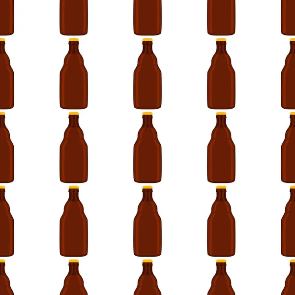 Ilustração Garrafas Vidro Cerveja Sem Costura Tema Com Tampa Para —  Vetores de Stock