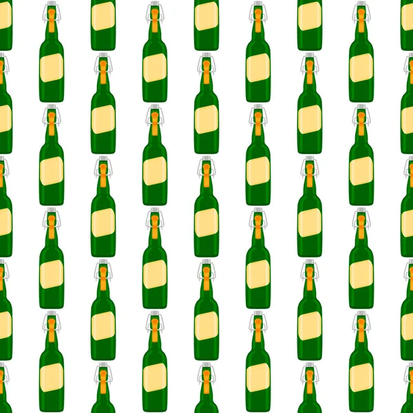 Ilustrace Téma Bezešvé Skleněné Láhve Víčkem Pro Pivovar Vzor Piva — Stockový vektor
