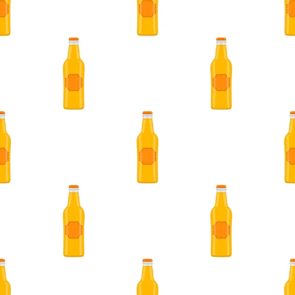 Ilustración Sobre Botellas Vidrio Cerveza Sin Costura Tema Con Tapa — Archivo Imágenes Vectoriales