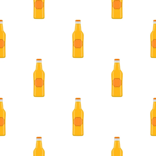 Ilustración Sobre Botellas Vidrio Cerveza Sin Costura Tema Con Tapa — Archivo Imágenes Vectoriales