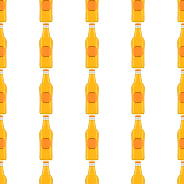 Ilustrace Téma Bezešvé Skleněné Láhve Víčkem Pro Pivovar Vzor Piva — Stockový vektor
