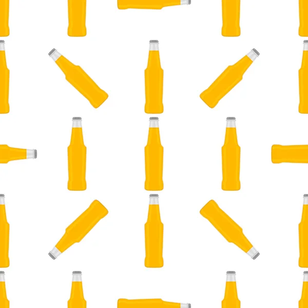 ビール用蓋付きのテーマシームレスなビールグラスボトルのイラスト 白を基調とした同じガラス瓶が多いパターンビール グラスボトル ビールグルメのアクセサリー — ストックベクタ