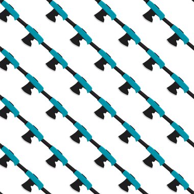 Ahşap saplı çelik baltalar, avlanmak için metal balta. Beyaz arka planda birçok özdeş balta içeren büyük kit baltası. Sahte baltalar erkek aksesuarları, hayatta kalmak için baltalar.