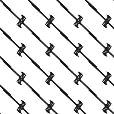 Ahşap saplı çelik baltalar, avlanmak için metal balta. Beyaz arka planda birçok özdeş balta içeren büyük kit baltası. Sahte baltalar erkek aksesuarları, hayatta kalmak için baltalar.