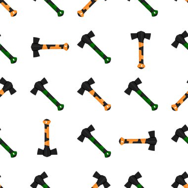 Ahşap saplı çelik baltalar, avlanmak için metal balta. Beyaz arka planda birçok özdeş balta içeren büyük kit baltası. Sahte baltalar erkek aksesuarları, hayatta kalmak için baltalar.