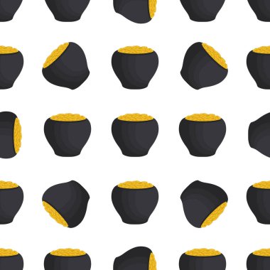 İrlanda bayramı temalı Aziz Patrick günü, kusursuz madeni paralar. Beyaz arka planda birçok özdeş madeni paranın olduğu Aziz Patrick günü. Para için ot. Aziz Patrick Günü için ana aksesuar.